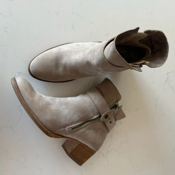Paul Green Gray taupe suede leather zipper buckle ankle boots size: 7.5US/ 5UK - Picture 3 of 10